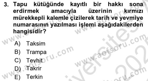 Bina ve Site Yöneticiliği Dersi 2024 - 2025 Yılı Yaz Okulu Sınav Soruları 3. Soru