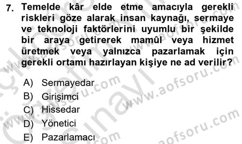Bina ve Site Yöneticiliği Dersi 2024 - 2025 Yılı Yaz Okulu Sınav Soruları 7. Soru