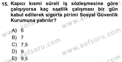 Bina ve Site Yöneticiliği Dersi 2025 - 2026 Yılı (Final) Dönem Sonu Sınav Soruları 15. Soru