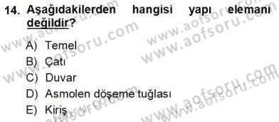 Bina ve Yapım Bilgisi Dersi 2012 - 2013 Yılı (Vize) Ara Sınav Soruları 14. Soru