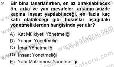 Bina ve Yapım Bilgisi Dersi 2012 - 2013 Yılı (Vize) Ara Sınav Soruları 2. Soru