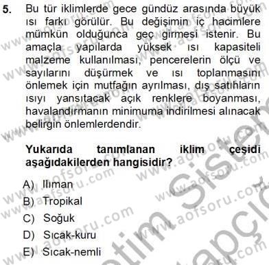 Bina ve Yapım Bilgisi Dersi 2012 - 2013 Yılı (Vize) Ara Sınav Soruları 5. Soru