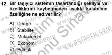 Bina ve Yapım Bilgisi Dersi 2012 - 2013 Yılı (Final) Dönem Sonu Sınav Soruları 12. Soru