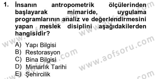 Bina ve Yapım Bilgisi Dersi Ara Sınavı Deneme Sınav Soruları 1. Soru