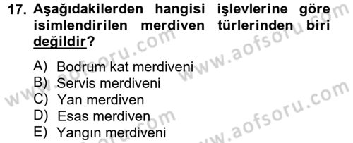 Bina ve Yapım Bilgisi Dersi Ara Sınavı Deneme Sınav Soruları 17. Soru