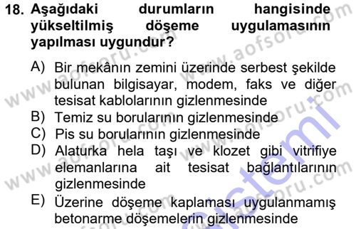 Bina ve Yapım Bilgisi Dersi 2013 - 2014 Yılı (Vize) Ara Sınav Soruları 18. Soru