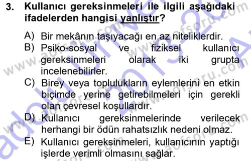 Bina ve Yapım Bilgisi Dersi Ara Sınavı Deneme Sınav Soruları 3. Soru