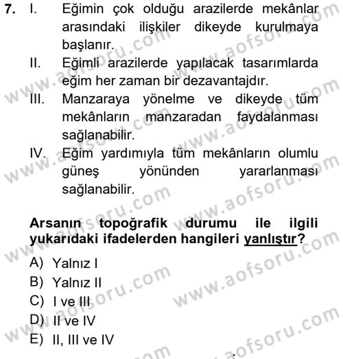 Bina ve Yapım Bilgisi Dersi 2013 - 2014 Yılı (Vize) Ara Sınav Soruları 7. Soru