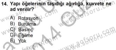Bina ve Yapım Bilgisi Dersi 2013 - 2014 Yılı (Final) Dönem Sonu Sınav Soruları 14. Soru