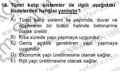 Bina ve Yapım Bilgisi Dersi 2013 - 2014 Yılı (Final) Dönem Sonu Sınav Soruları 18. Soru