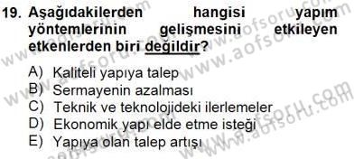 Bina ve Yapım Bilgisi Dersi 2013 - 2014 Yılı (Final) Dönem Sonu Sınav Soruları 19. Soru