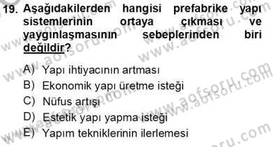 Bina ve Yapım Bilgisi Dersi 2013 - 2014 Yılı Tek Ders Sınav Soruları 19. Soru