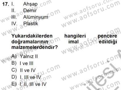 Bina ve Yapım Bilgisi Dersi Ara Sınavı Deneme Sınav Soruları 17. Soru