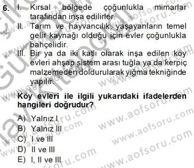 Bina ve Yapım Bilgisi Dersi Ara Sınavı Deneme Sınav Soruları 6. Soru