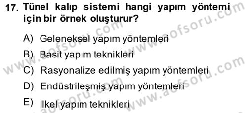 Bina ve Yapım Bilgisi Dersi 2014 - 2015 Yılı (Final) Dönem Sonu Sınav Soruları 17. Soru
