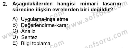 Bina ve Yapım Bilgisi Dersi 2014 - 2015 Yılı (Final) Dönem Sonu Sınav Soruları 2. Soru