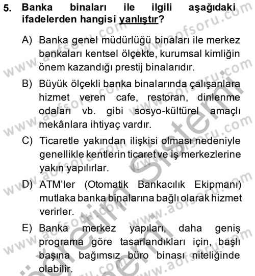 Bina ve Yapım Bilgisi Dersi 2014 - 2015 Yılı (Final) Dönem Sonu Sınav Soruları 5. Soru