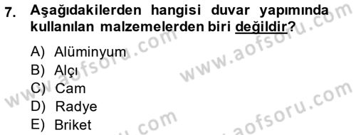 Bina ve Yapım Bilgisi Dersi 2014 - 2015 Yılı (Final) Dönem Sonu Sınav Soruları 7. Soru