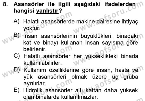 Bina ve Yapım Bilgisi Dersi 2014 - 2015 Yılı (Final) Dönem Sonu Sınav Soruları 8. Soru