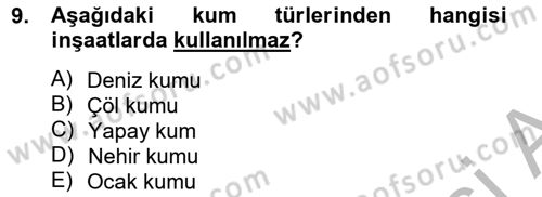 Bina ve Yapım Bilgisi Dersi 2014 - 2015 Yılı (Final) Dönem Sonu Sınav Soruları 9. Soru