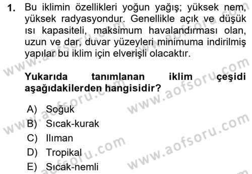 Bina ve Yapım Bilgisi Dersi 2015 - 2016 Yılı (Vize) Ara Sınav Soruları 1. Soru