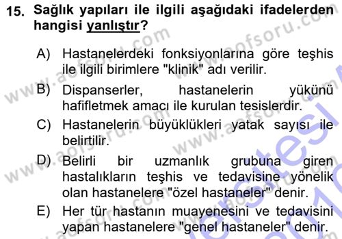 Bina ve Yapım Bilgisi Dersi 2015 - 2016 Yılı (Vize) Ara Sınav Soruları 15. Soru