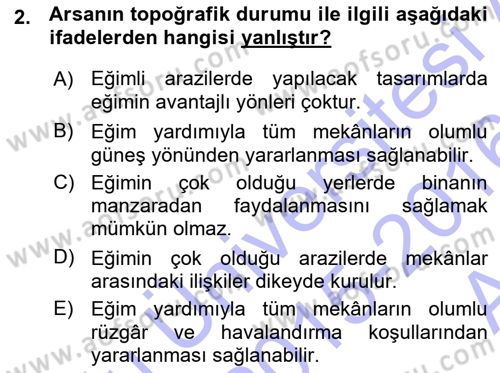 Bina ve Yapım Bilgisi Dersi 2015 - 2016 Yılı (Vize) Ara Sınav Soruları 2. Soru