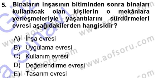 Bina ve Yapım Bilgisi Dersi 2015 - 2016 Yılı (Vize) Ara Sınav Soruları 5. Soru