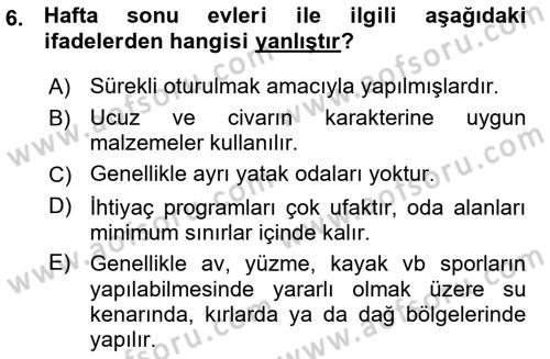 Bina ve Yapım Bilgisi Dersi 2015 - 2016 Yılı (Vize) Ara Sınav Soruları 6. Soru