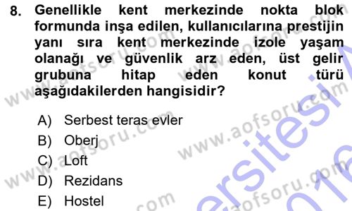 Bina ve Yapım Bilgisi Dersi 2015 - 2016 Yılı (Vize) Ara Sınav Soruları 8. Soru