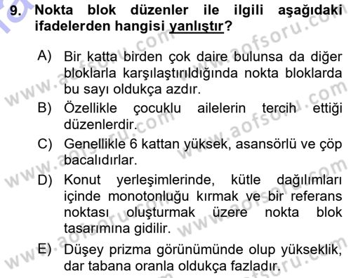 Bina ve Yapım Bilgisi Dersi 2015 - 2016 Yılı (Vize) Ara Sınav Soruları 9. Soru