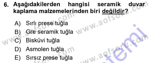Bina ve Yapım Bilgisi Dersi 2015 - 2016 Yılı (Final) Dönem Sonu Sınav Soruları 6. Soru