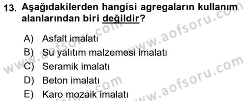 Bina ve Yapım Bilgisi Dersi 2015 - 2016 Yılı Tek Ders Sınav Soruları 13. Soru