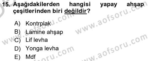Bina ve Yapım Bilgisi Dersi 2016 - 2017 Yılı 3 Ders Sınav Soruları 15. Soru
