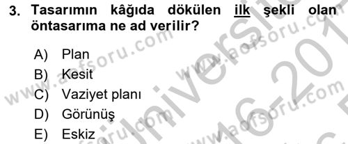Bina ve Yapım Bilgisi Dersi 2016 - 2017 Yılı 3 Ders Sınav Soruları 3. Soru