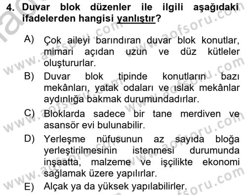 Bina ve Yapım Bilgisi Dersi 2016 - 2017 Yılı 3 Ders Sınav Soruları 4. Soru