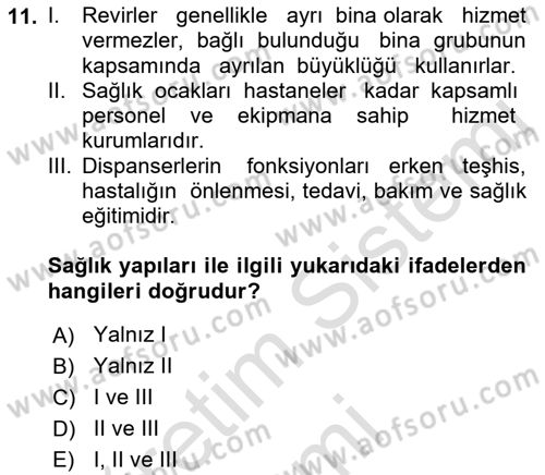 Bina ve Yapım Bilgisi Dersi 2016 - 2017 Yılı (Vize) Ara Sınav Soruları 11. Soru
