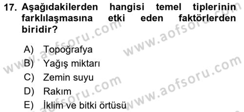 Bina ve Yapım Bilgisi Dersi 2016 - 2017 Yılı (Vize) Ara Sınav Soruları 17. Soru