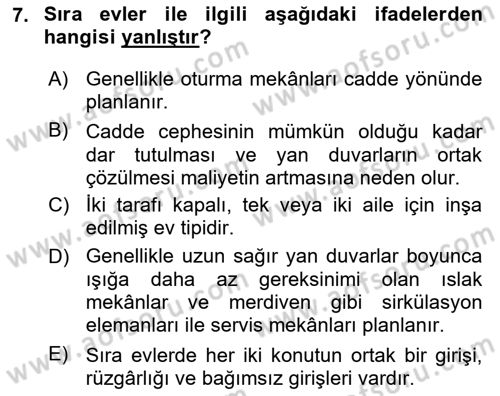 Bina ve Yapım Bilgisi Dersi 2016 - 2017 Yılı (Vize) Ara Sınav Soruları 7. Soru