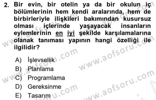 Bina ve Yapım Bilgisi Dersi 2016 - 2017 Yılı (Final) Dönem Sonu Sınav Soruları 2. Soru
