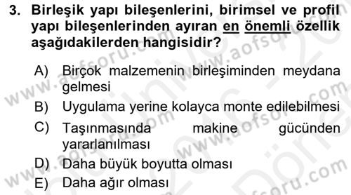Bina ve Yapım Bilgisi Dersi 2016 - 2017 Yılı (Final) Dönem Sonu Sınav Soruları 3. Soru