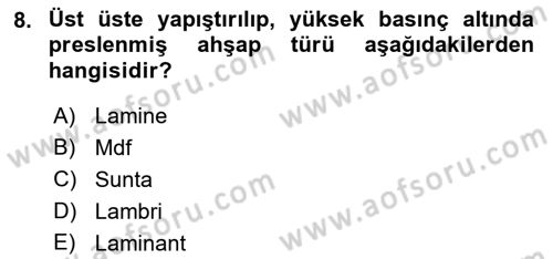 Bina ve Yapım Bilgisi Dersi 2016 - 2017 Yılı (Final) Dönem Sonu Sınav Soruları 8. Soru
