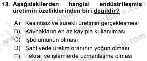 Bina ve Yapım Bilgisi Dersi 2017 - 2018 Yılı 3 Ders Sınav Soruları 18. Soru