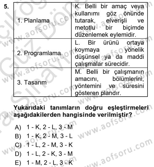 Bina ve Yapım Bilgisi Dersi 2017 - 2018 Yılı (Vize) Ara Sınav Soruları 5. Soru