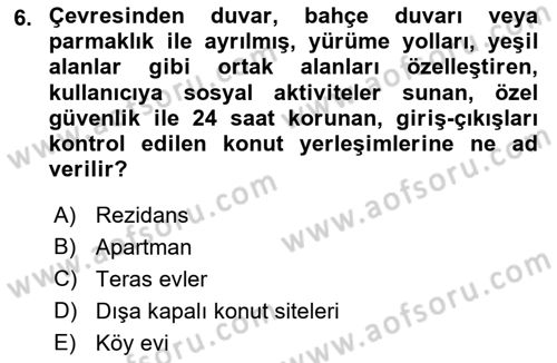 Bina ve Yapım Bilgisi Dersi 2017 - 2018 Yılı (Vize) Ara Sınav Soruları 6. Soru