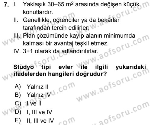 Bina ve Yapım Bilgisi Dersi 2017 - 2018 Yılı (Vize) Ara Sınav Soruları 7. Soru