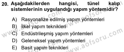 Bina ve Yapım Bilgisi Dersi 2018 - 2019 Yılı 3 Ders Sınav Soruları 20. Soru
