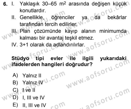Bina ve Yapım Bilgisi Dersi 2018 - 2019 Yılı 3 Ders Sınav Soruları 6. Soru