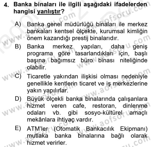 Bina ve Yapım Bilgisi Dersi 2018 - 2019 Yılı (Final) Dönem Sonu Sınav Soruları 4. Soru