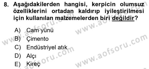 Bina ve Yapım Bilgisi Dersi 2018 - 2019 Yılı (Final) Dönem Sonu Sınav Soruları 8. Soru